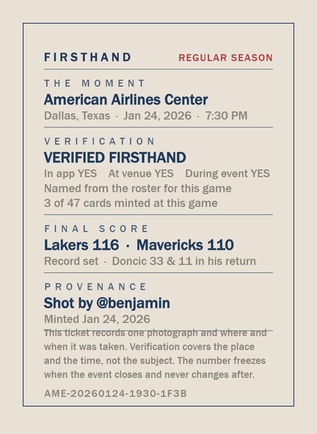 Ticket stub card back