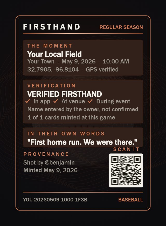 Youth card back with a parent's note