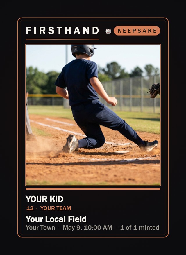 Youth rookie card — your kid, number 12, your team
